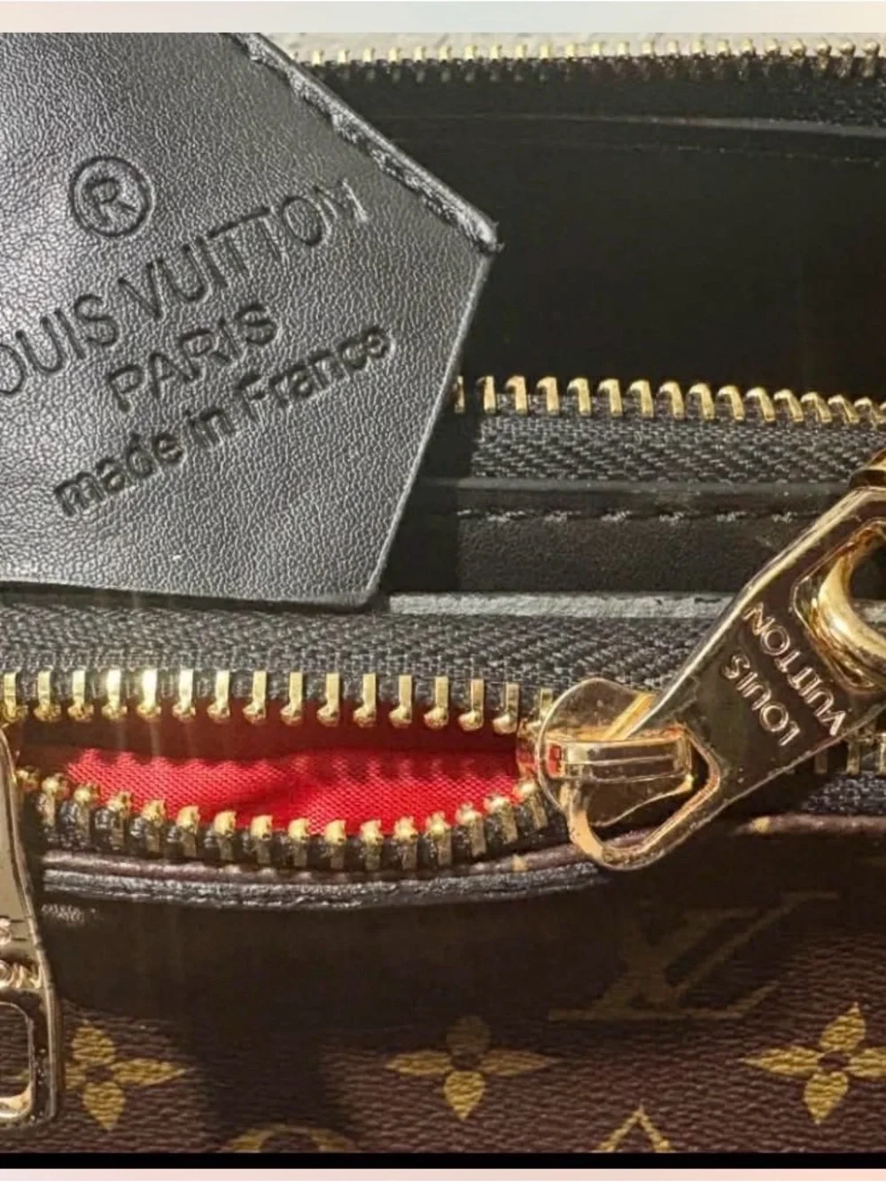 Louis Vuitton Brown Monogram Satchel with Black Handles